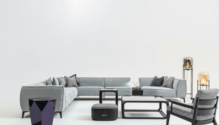 Ecksofa U-Form Wohnzimmer Polster Sofas Couch Möbel Stil Sofa Couchen