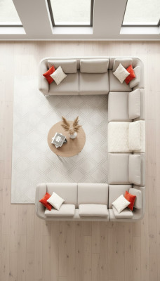 Ecksofa U- Form Luxus Wohnzimmer Beige Polstersofa Modern Stil Neu