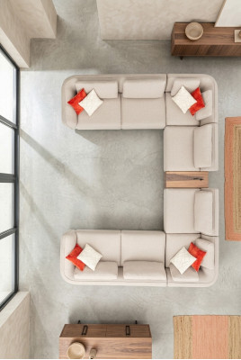 Sofa Beige Wohnzimmer Polstersofa Design Modern Ecksofa U- Form Neu
