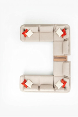 Sofa Beige Wohnzimmer Polstersofa Design Modern Ecksofa U- Form Neu