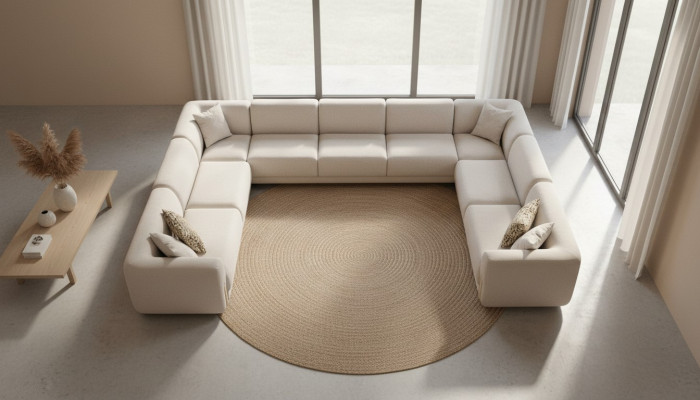 Ecksofa U-Form Luxus Wohnzimmer Stil Modern Polstersofa Textil