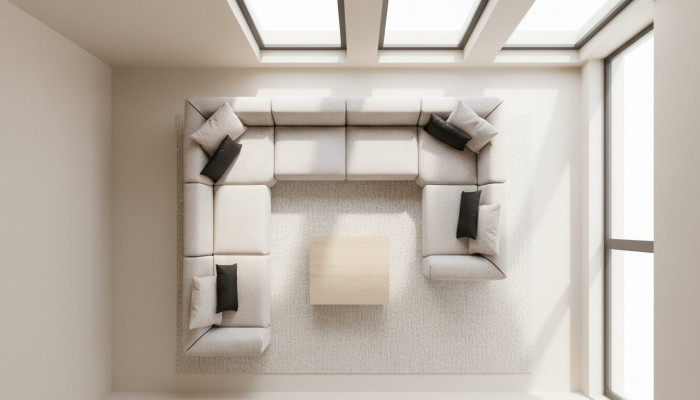 Ecksofa U-form Wohnzimmer Sofa Couch Beiges Polstersofa Wohnlandschaft