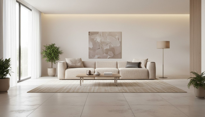 Beiges Sofa Wohnzimmer Polstermöbel Fünsitzer Designer Luxus Möbel Neu
