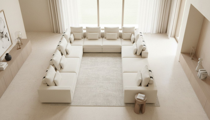 Großes U-Form Polstersofa Wohnzimmermöbel Designer Couch Wohnlandschaft