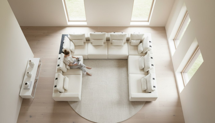Textil U-Form Sofas Wohnzimmer Design Wohnlandschaft Couchen Sofa