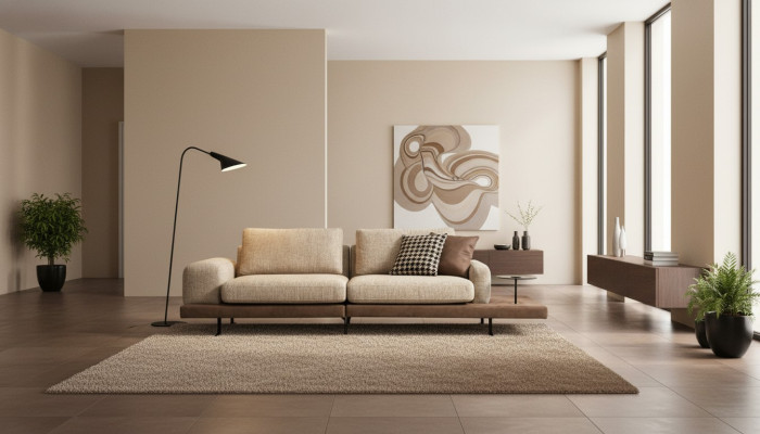 Viersitzer Ablagefläche Wohnzimmer Polstersofa Textil Couch Moderner Stil