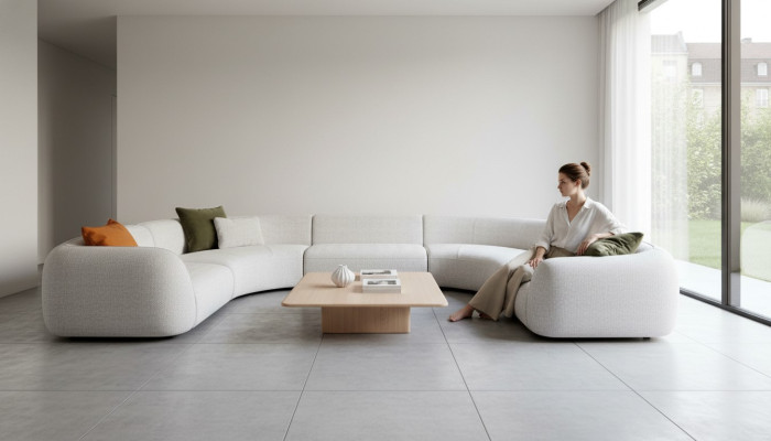 Halbrundes Wohnzimmer U-Form Sofa Designer Möbel Textil Ecksofas Stilvoll