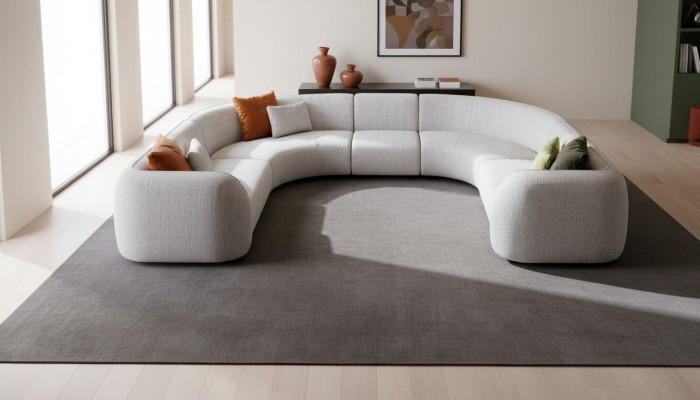 Halbrundes Wohnzimmer U-Form Sofa Designer Möbel Textil Ecksofas Stilvoll