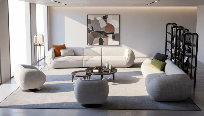 Sofa-Set Wohnzimmermöbel Fünfsitzer Viersitzer Sessel Set Designer Möbel