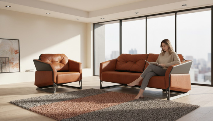Moderne Sofagarnitur Arbeitszimmermöbel Dreisitzer Büro Sessel Textil 