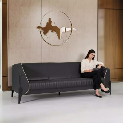 Schwarzes Ledersofa Büromöbel Wohnzimmer Neue Couch Luxus Polstersofas