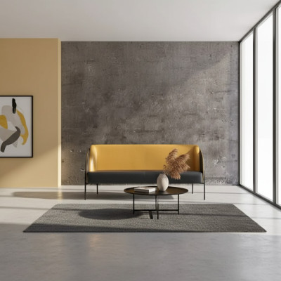 Modern Kunstleder Sofa 3 Sitzer Arbeitzimmer Textil Polster Möbel Design