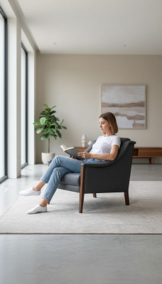 Sessel Arbeitszimmer Polstersessel Grau Sitz Möbel Textil Modern Designer