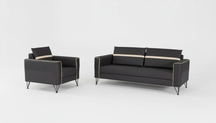 Couchgarnitur Polstermöbel Dreisitzer Sessel Designer Textil Möbel 2tlg