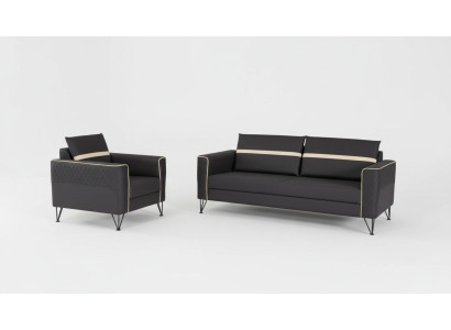 Couchgarnitur Polstermöbel Dreisitzer Sessel Designer Textil Möbel 2tlg