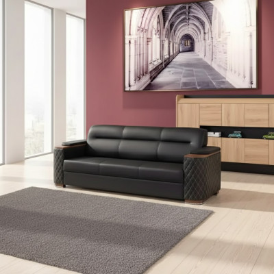 Büromöbel Dreisitzer Couch Schwarze Luxus Polstersofa Arbeitszimmer Neu