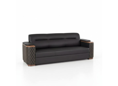 Büromöbel Dreisitzer Couch Schwarze Luxus Polstersofa Arbeitszimmer Neu