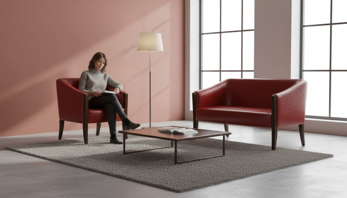 Rote Sofagarnitur Zweisitzer Moderner Sessel Designer Polster Luxus Set