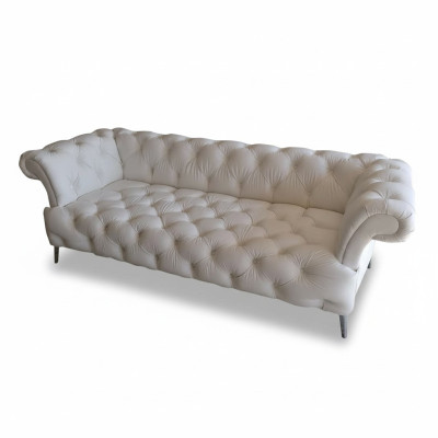 Chesterfield Sofa 3 Sitzer Luxus Couch Kunstleder Sofas Weiß Ledersofa