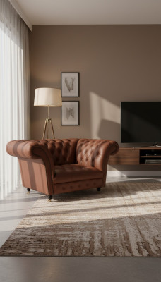 Luxus Chesterfield Sessel Leder Sitz Lounge Sessels Braun Modern