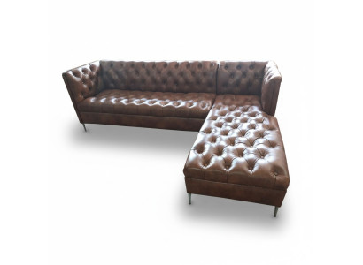 Chesterfield Ecksofa L-Form Leder Luxus Couch Ledersofa Eckgarnitur