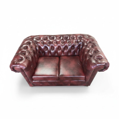 Sofa Chesterfield 2 Sitzer Leder Lounge Couchen Sofas Braun Modern
