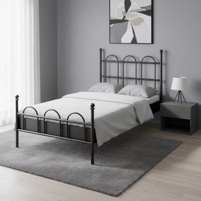 Schwarzes Metall Bett Klassisches Bettgestell Jugendzimmer Schwarz