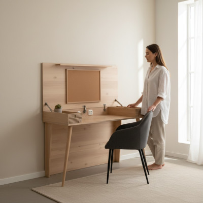 Sekretär Schreibtisch Tisch 130x60x152 Schreibtische Tische Möbel Holz Computer