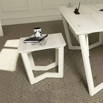 Weißer Moderner Couchtisch Holzmöbel Exklusiver Arbeitszimmer Stil Tisch