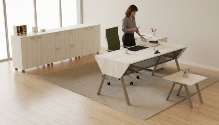 Luxuriöses Büro-Set im eleganten modernen Stil aus hochwertigem Holz 