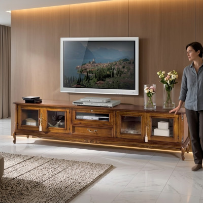 Exklusive Möbel Klassischer Stil Holz luxuriös TV-Ständer Lowboard