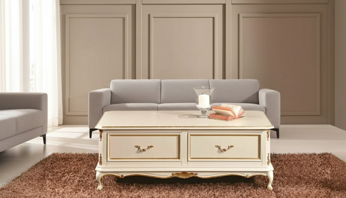 Designer weißer Luxus Couchtisch für Wohnzimmer klassischer Holztisch