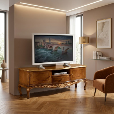 Exklusives TV Regal Holz klassischer Schrank Sideboard Lowboard Möbel