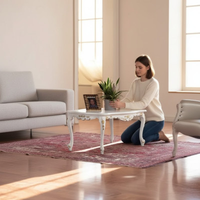 Klassischer Weißer Couchtisch Holz Möbel Wohnzimmer Tisch Ab