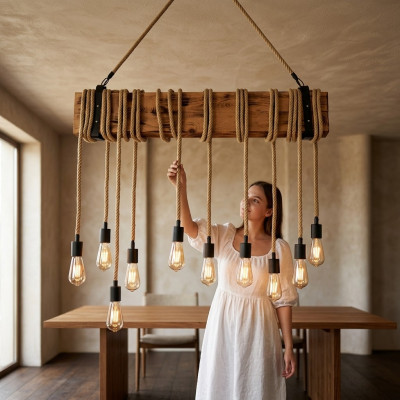 Lampen Esstisch Deckenleuchte Luster Kronleuchter Lampe Holz Leuchten