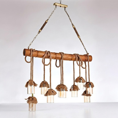 Moderner Holz Deckenleuchter Prunkhängeleuchter Deckenlampe Bambus Leuchter