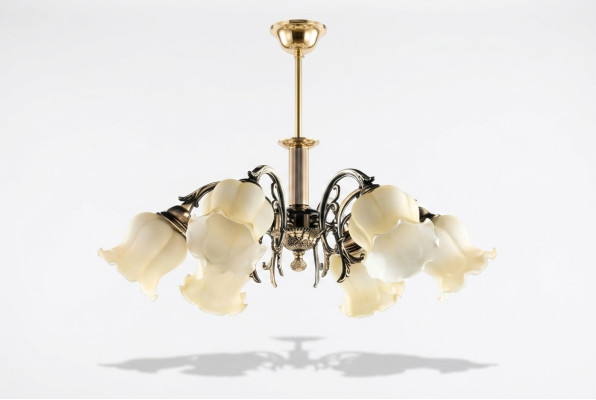 Lüster Deckenleuchter Kronleuchter Deckenlampe Lampen Silber Beige