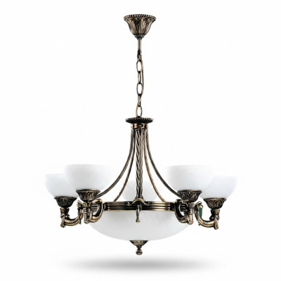Lüster Deckenlampe Deckenleuchter Kronleuchter Glas Weiß Lampen Art