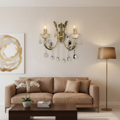 Wandleuchte Wandlampe Wandleuchten Art Lüster Wand Lampe Gold Kristall
