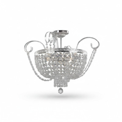 Lüster Deckenleuchter Luxus Kronleuchter Deckenlampe Silber Kristall