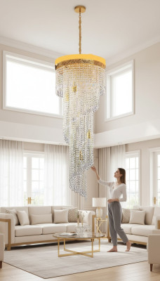Kronleuchter Deckenleuchter Luxus Gold Deckenlampe Lüster Kristall Art