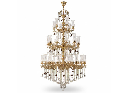 Luxus Deckenleuchte Gold Kronleuchter Deckenlampe Lüster Kristall 130x280cm