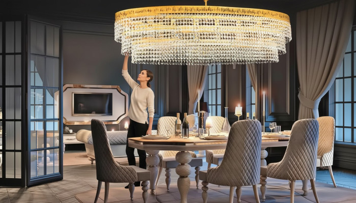 Luxus Lüster Deckenleuchter Gold Kronleuchter Deckenlampe Kristall Art