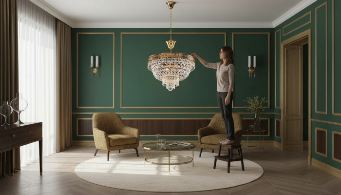 Kronleuchter Deckenleuchter Luxus Gold Deckenlampe Lüster Kristall Art