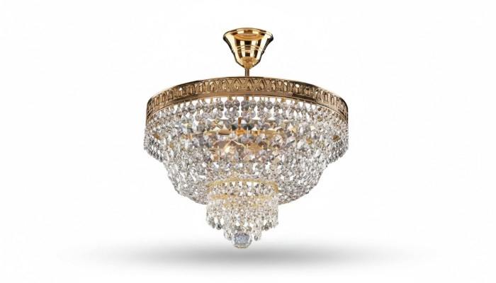 Kronleuchter Deckenleuchter Luxus Gold Deckenlampe Lüster Kristall Art