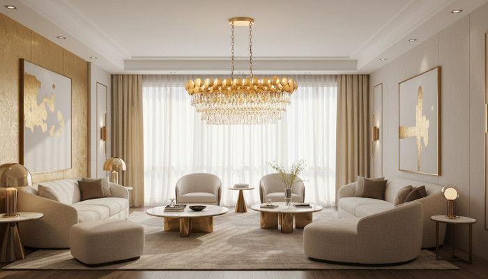 Kronleuchter Deckenleuchter Gold Deckenlampe Lüster Kristall XXL Art