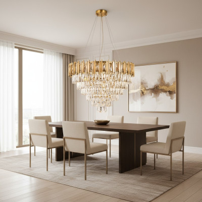 Luster Kronleuchter Deckenleuchter Luxus Gold Deckenlampe Kristall