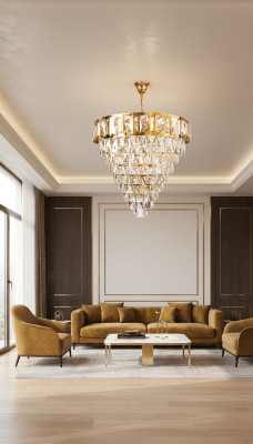 Kronleuchter Deckenleuchter Luxus Gold Deckenlampe Lüster Kristall 80x90cm