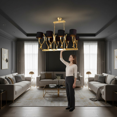 Kronleuchter Deckenleuchter xxl Leuchte Gold Deckenlampe Lüster Metall
