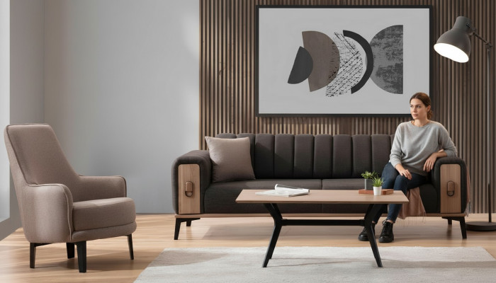 Edle Sofagarnitur Moderne Couchen Dreisitzer Sessel Sofas Luxus Möbel
